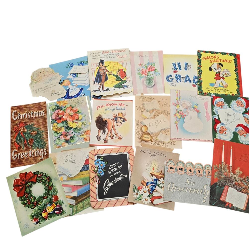 Vintage Greeting Card Lof Of‎ 18: Christmas, Baby, Graduation